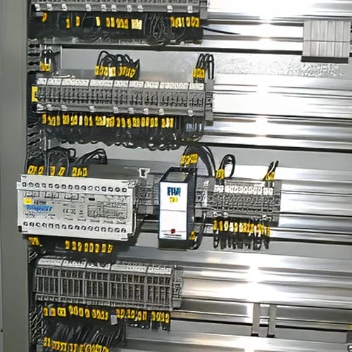 Elskåp byggt med DNprofil®-profiler, reläer och plintar